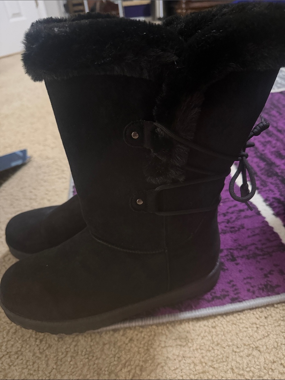 Arizona Jean Company Black Faux-Fur Mid-Calf Winter Boots